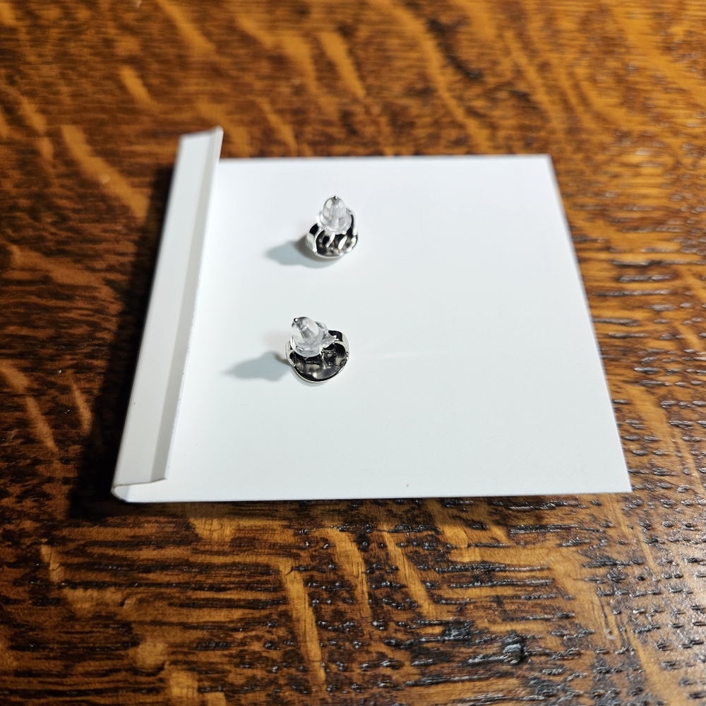Tory Burch Kira Double Logo Linear Drop Earrings in Silver NWT - Picture 3 of 5